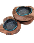 Round Teak Bowl with Blown Glass Liner