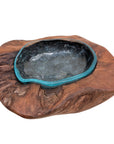 Round Teak Bowl with Blown Glass Liner
