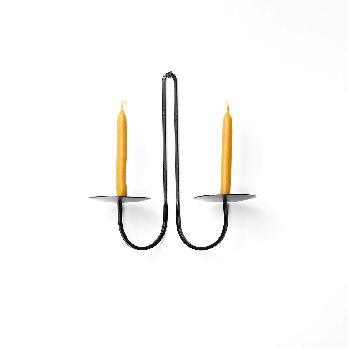 Double Armed Iron Candle Holder