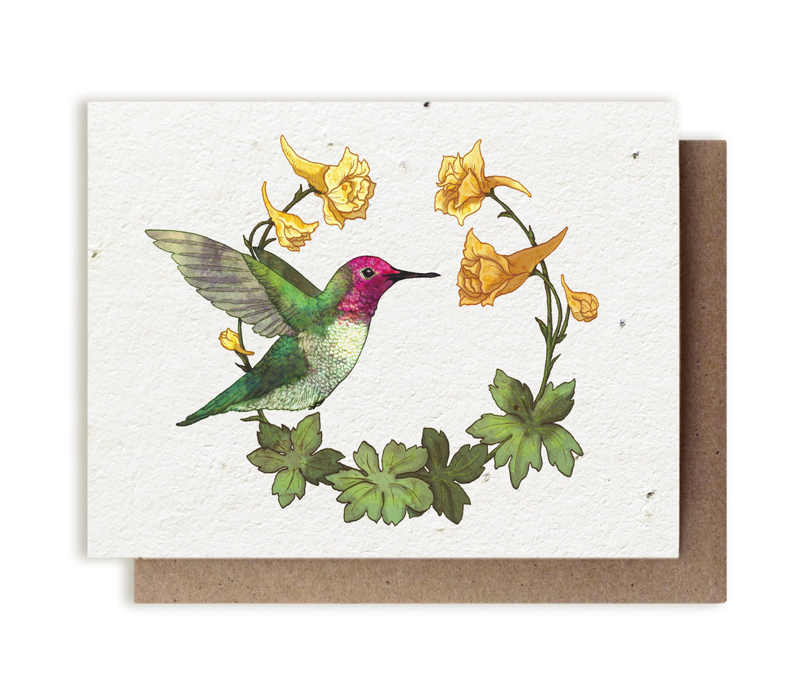 Hummingbird and Larkspur Card